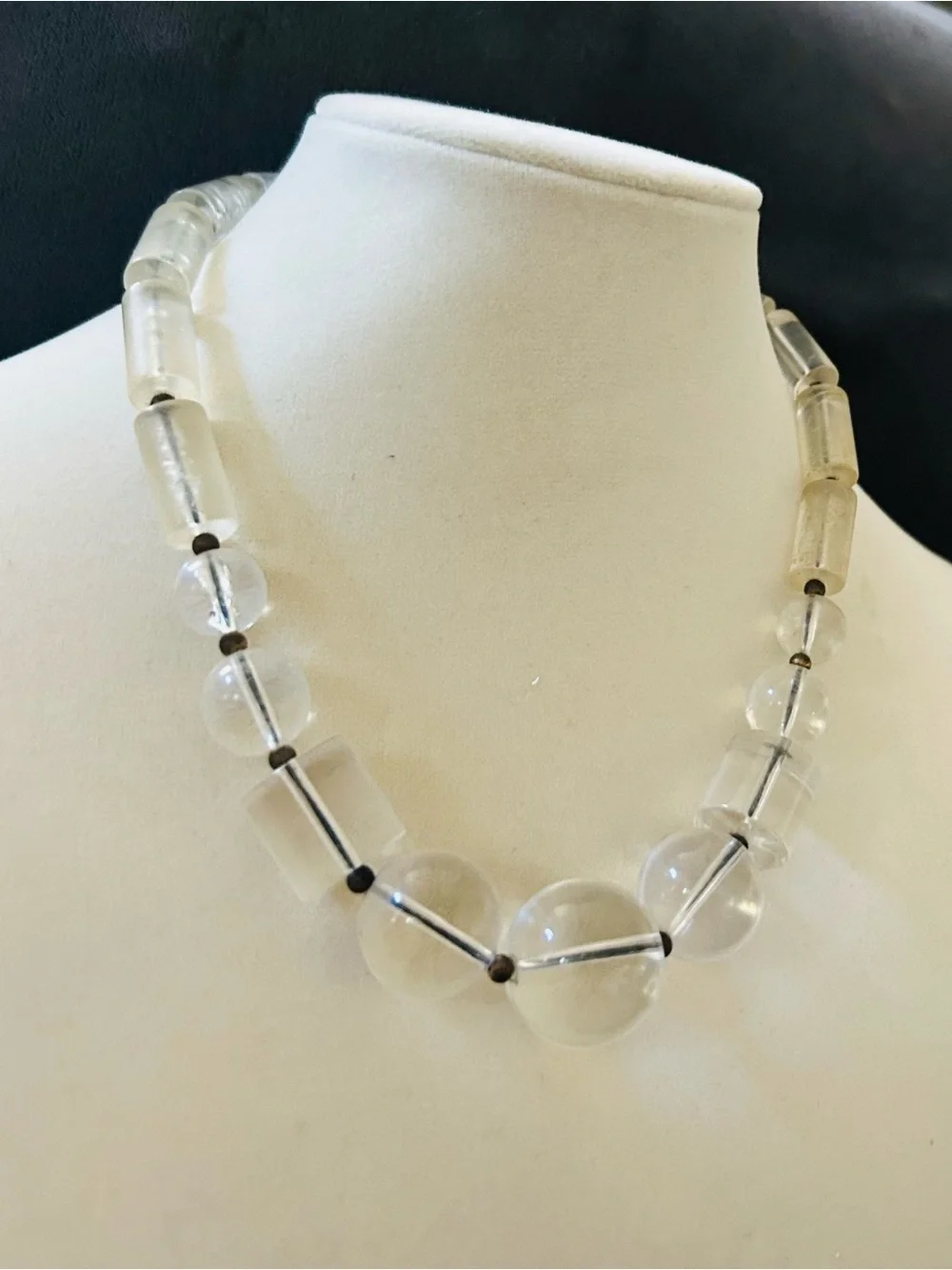 Vintage Clear Acrylic Beaded Statement Necklace